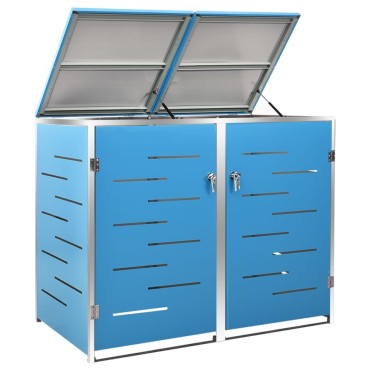 vidaXL Πλαίσιο Κάδων Απορρ. Διπλό με Ρόδες 138x77,5x112,5 εκ Αν. Ατσα.