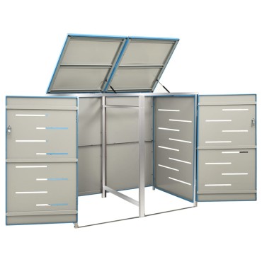 vidaXL Πλαίσιο Κάδων Απορρ. Διπλό με Ρόδες 138x77,5x112,5 εκ Αν. Ατσα.