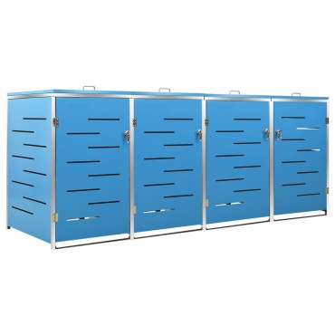 vidaXL Πλαίσιο Κάδων Απορρ. Τετραπλό Ρόδες 276,5x77,5x112,5εκ Αν. Ατσ.