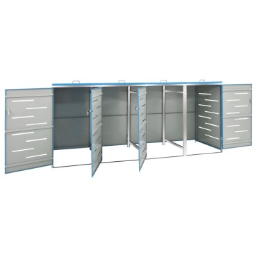 vidaXL Πλαίσιο Κάδων Απορρ. Τετραπλό Ρόδες 276,5x77,5x112,5εκ Αν. Ατσ.