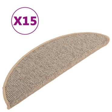 vidaXL Πατάκια Σκάλας Μοκέτα 15 τεμ. Καφέ 56 x 17 x 3 εκ.
