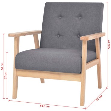 vidaXL Πολυθρόνα Σκούρο Γκρι Υφασμάτινη 64,5x67x73,5cm 1 τεμ.
