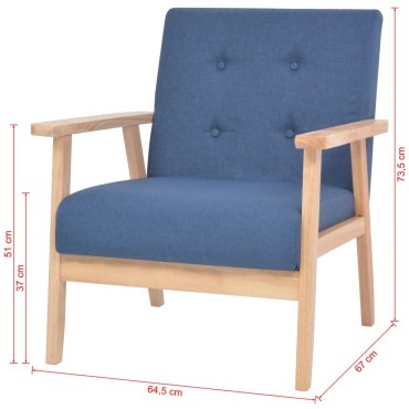 vidaXL Πολυθρόνα Μπλε Υφασμάτινη 64,5x67x73,5cm 1 τεμ.