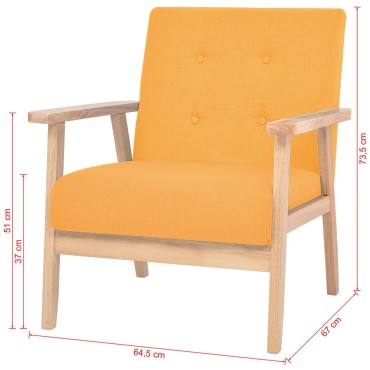 vidaXL Πολυθρόνα Κίτρινη Υφασμάτινη 64,5x67x73,5cm 1 τεμ.
