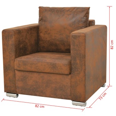 vidaXL Πολυθρόνα Καφέ από Συνθετικό Καστόρι 82x73x82cm 1 τεμ.