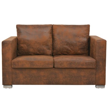 vidaXL Καναπές Διθέσιος 137x73x82cm από Συνθετικό Καστόρι 1 τεμ.