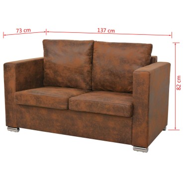 vidaXL Καναπές Διθέσιος 137x73x82cm από Συνθετικό Καστόρι 1 τεμ.
