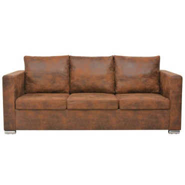 vidaXL Καναπές Τριθέσιος 191x73x82cm από Συνθετικό Καστόρι 1 τεμ.