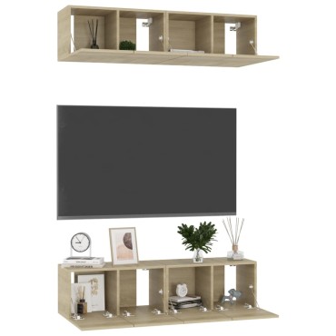 vidaXL Έπιπλα Τηλεόρασης 4 τεμ. Sonoma Δρυς 60x30x30cm Επεξ. Ξύλο