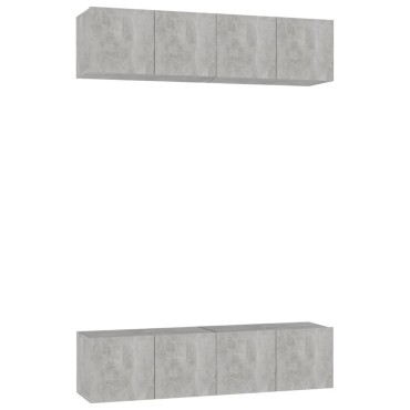 vidaXL Έπιπλα Τηλεόρασης 4 τεμ. Γκρι Σκυρ. 60x30x30cm από Επεξ. Ξύλο