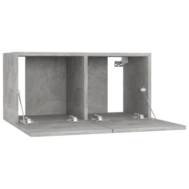vidaXL Έπιπλα Τηλεόρασης 4 τεμ. Γκρι Σκυρ. 60x30x30cm από Επεξ. Ξύλο
