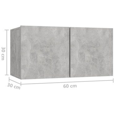 vidaXL Έπιπλα Τηλεόρασης 4 τεμ. Γκρι Σκυρ. 60x30x30cm από Επεξ. Ξύλο