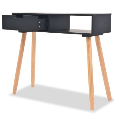 vidaXL Τραπέζι Κονσόλα Μαύρο 80x30x72cm από Μασίφ Ξύλο Πεύκου 1 τεμ.