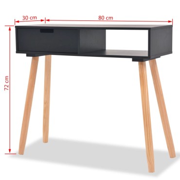 vidaXL Τραπέζι Κονσόλα Μαύρο 80x30x72cm από Μασίφ Ξύλο Πεύκου 1 τεμ.