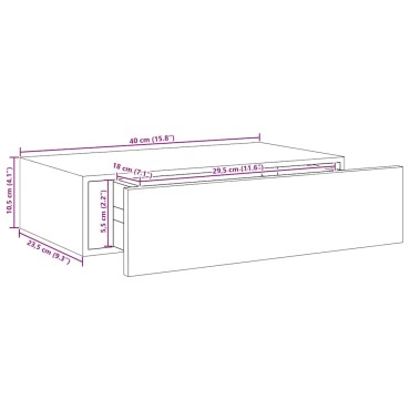 vidaXL Ράφι Επιτοίχιο με Συρτάρι Χρώμα Δρυός 40x23,5x10cm από MDF 1 τεμ.