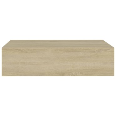 vidaXL Ράφι Επιτοίχιο με Συρτάρι Χρώμα Δρυός 40x23,5x10cm από MDF 1 τεμ.