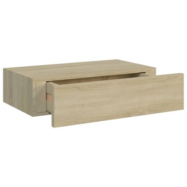 vidaXL Ράφι Επιτοίχιο με Συρτάρι Χρώμα Δρυός 40x23,5x10cm από MDF 1 τεμ.