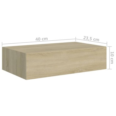 vidaXL Ράφι Επιτοίχιο με Συρτάρι Χρώμα Δρυός 40x23,5x10cm από MDF 1 τεμ.