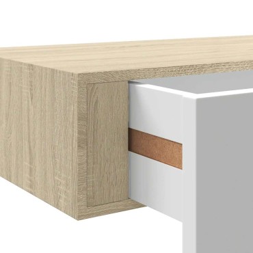 vidaXL Ράφια Τοίχου Συρτάρια 2 τεμ. Δρυς/Λευκό 40x23,5x10cm από MDF