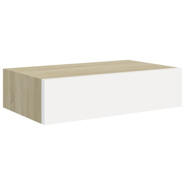 vidaXL Ράφια Τοίχου Συρτάρια 2 τεμ. Δρυς/Λευκό 40x23,5x10cm από MDF
