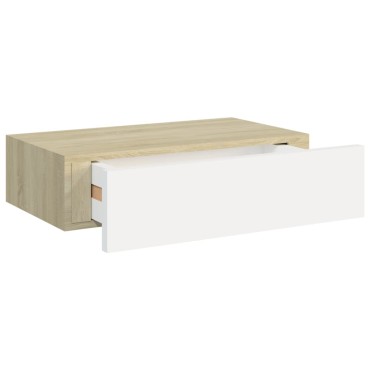 vidaXL Ράφια Τοίχου Συρτάρια 2 τεμ. Δρυς/Λευκό 40x23,5x10cm από MDF