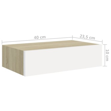 vidaXL Ράφια Τοίχου Συρτάρια 2 τεμ. Δρυς/Λευκό 40x23,5x10cm από MDF