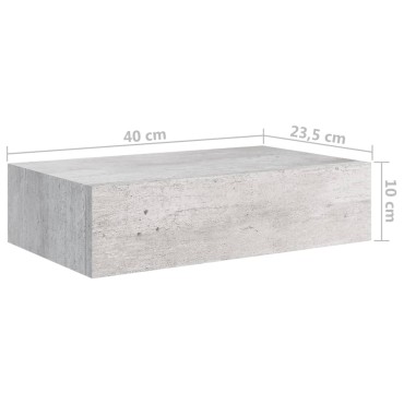 vidaXL Ράφια Τοίχου Συρτάρια 2 τεμ. Γκρι Σκυρ. 40x23,5x10cm από MDF