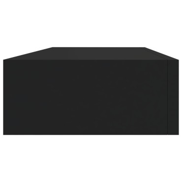vidaXL Ράφι Επιτοίχιο με Συρτάρι Μαύρο 60x23,5x10cm από MDF 1 τεμ.