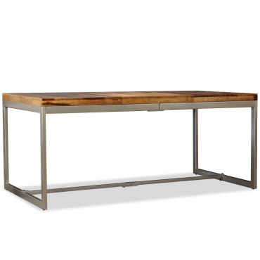 vidaXL Τραπεζαρία από Μασίφ Ξύλο Sheesham και Ατσάλι 180x90x76cm 1 τεμ.