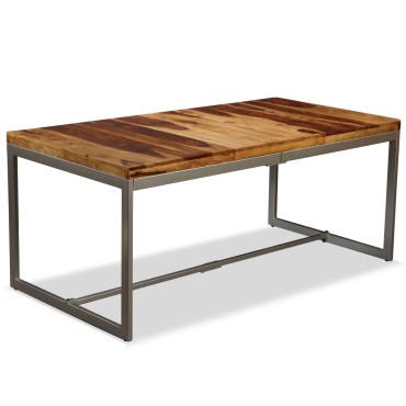 vidaXL Τραπεζαρία από Μασίφ Ξύλο Sheesham και Ατσάλι 180x90x76cm 1 τεμ.