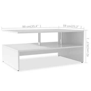 vidaXL Τραπεζάκι Σαλονιού Λευκό 90x59x42cm Επεξ. Ξύλο 1 τεμ.