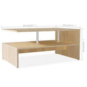 vidaXL Τραπεζάκι Σαλονιού Χρ. Δρυός 90x59x42cm Επεξ. Ξύλο 1 τεμ.