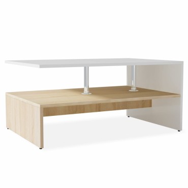 vidaXL Τραπεζάκι Σαλονιού Δρυς και Λευκό 90x59x42cm Επεξ. Ξύλο 1 τεμ.