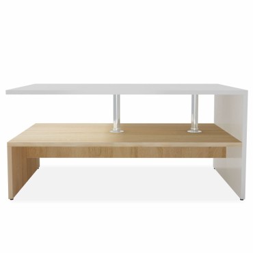 vidaXL Τραπεζάκι Σαλονιού Δρυς και Λευκό 90x59x42cm Επεξ. Ξύλο 1 τεμ.