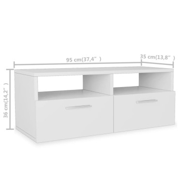 vidaXL Έπιπλο Τηλεόρασης Λευκό 95x35x36cm από Επεξ. Ξύλο