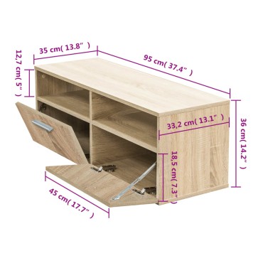 vidaXL Έπιπλο Τηλεόρασης Χρώμα Δρυς 95x35x36cm από Επεξ. Ξύλο