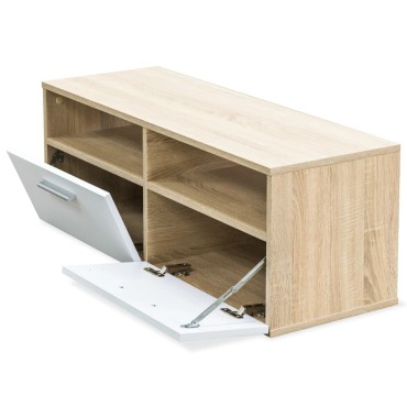 vidaXL Έπιπλο Τηλεόρασης Δρυς / Λευκό 95x35x36cm από Επεξ. Ξύλο