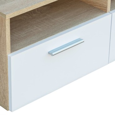 vidaXL Έπιπλο Τηλεόρασης Δρυς / Λευκό 95x35x36cm από Επεξ. Ξύλο