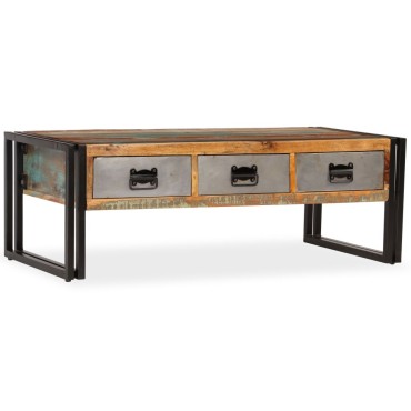 vidaXL Τραπεζάκι Σαλονιού με 3 Συρτάρια 100x50x35cm Ανακυκλ. Ξύλο 1 τεμ.