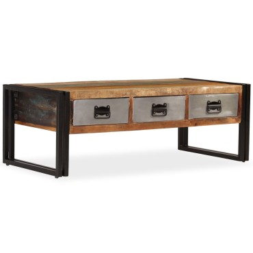 vidaXL Τραπεζάκι Σαλονιού με 3 Συρτάρια 100x50x35cm Ανακυκλ. Ξύλο 1 τεμ.
