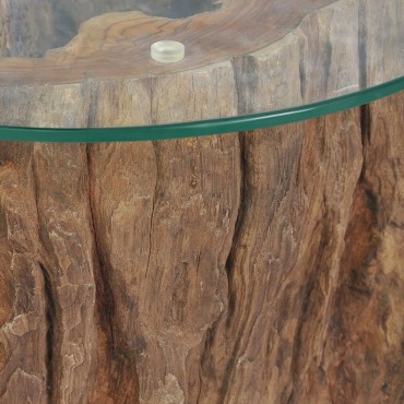 vidaXL Τραπεζάκι Σαλονιού 50x40cm από Ξύλο Teak / Γυαλί 1 τεμ.