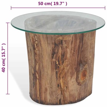 vidaXL Τραπεζάκι Σαλονιού 50x40cm από Ξύλο Teak / Γυαλί 1 τεμ.