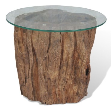vidaXL Τραπεζάκι Σαλονιού 50x40cm από Ξύλο Teak / Γυαλί 1 τεμ.