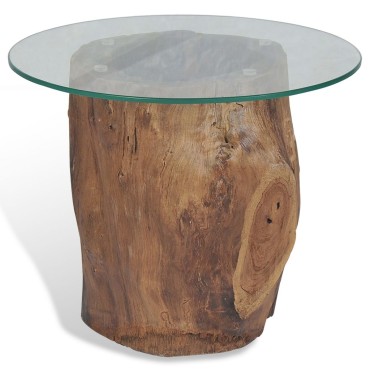 vidaXL Τραπεζάκι Σαλονιού 50x40cm από Ξύλο Teak / Γυαλί 1 τεμ.