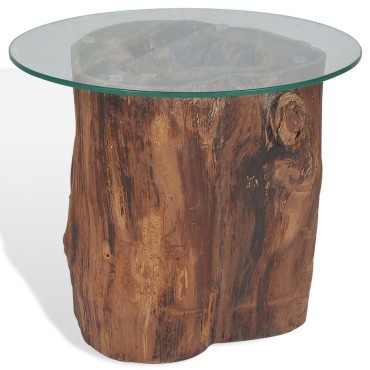 vidaXL Τραπεζάκι Σαλονιού 50x40cm από Ξύλο Teak / Γυαλί 1 τεμ.
