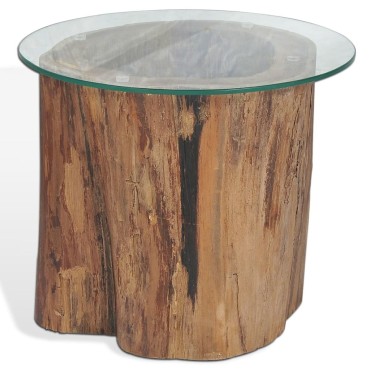 vidaXL Τραπεζάκι Σαλονιού 50x40cm από Ξύλο Teak / Γυαλί 1 τεμ.