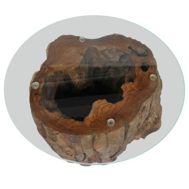 vidaXL Τραπεζάκι Σαλονιού 50x40cm από Ξύλο Teak / Γυαλί 1 τεμ.