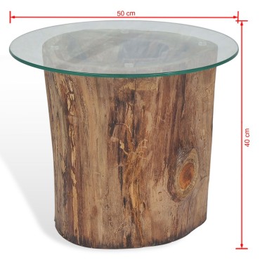 vidaXL Τραπεζάκι Σαλονιού 50x40cm από Ξύλο Teak / Γυαλί 1 τεμ.