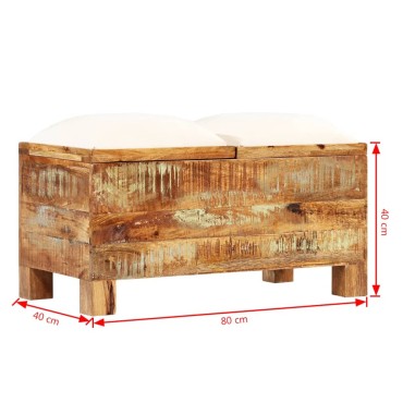 vidaXL Πάγκος Αποθήκευσης 80x40x40cm από Μασίφ Ανακυκλωμένο Ξύλο 1 τεμ.