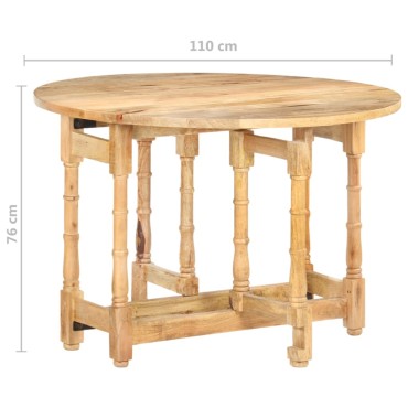 vidaXL Τραπεζαρία Στρογγυλή 110x76cm από Μασίφ Ξύλο Μάνγκο 1 τεμ.